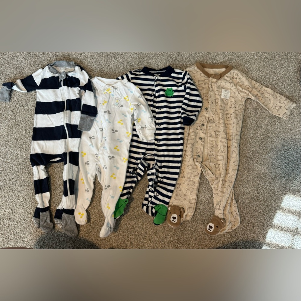 6-9 Month Pajamas - 1 Burts Bees and 3 Carters Brand